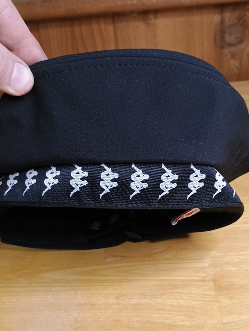 Kappa Black Beret Cap with White Logo Trim